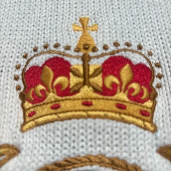 TOMMY HILFIGER CREAM TURTLENECK VINTAGE EMBROIDERED CREST PREPPY SWEATER SZ S-M - Picture 7 of 14